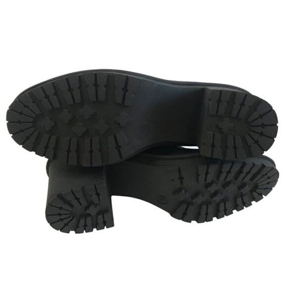 New! Faux Leather Chunky Block Heel Lug Sole Platform Veda Hiker Moto Boots - Picture 6 of 9